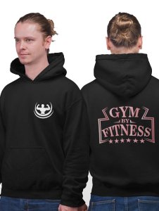 Gym By Fitness (BG Pink) printed artswear black hoodies for winter casual wear specially for Men