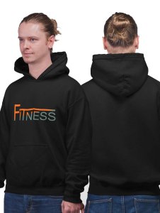 Fitness Text(BG Orange and Gray)printed activewear black hoodies for winter casual wear specially for Men