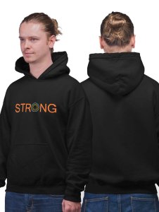 STRONG Text printed black hoodies for winter casual wear specially for Men