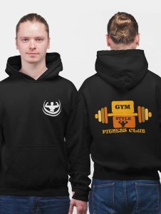Gym, Style, Fitness Club, (BG Yellow and Orange) printed artswear black hoodies for winter casual wear specially for Men