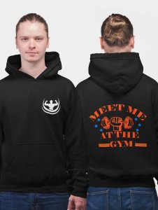 Meet Me At The Gym, 3 Black Dots printed artswear black hoodies for winter casual wear specially for Men