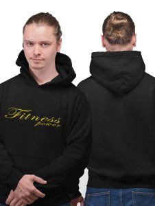 Fitness Power, (BG Golden) printed artswear black hoodies for winter casual wear specially for Men