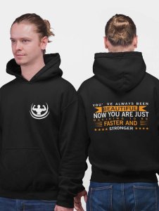 You've Always (BG Orange &White) printed black hoodies for winter casual wear specially for Men