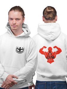 Love Gym, Muscle Man printed artswear white hoodies for winter casual wear specially for Men