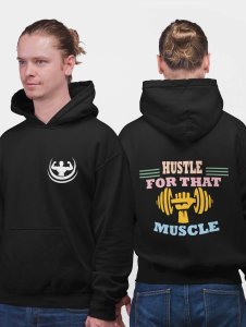Huscle For That Muscle printed artswear black hoodies for winter casual wear specially for Men