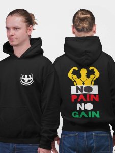 No Pain, No Gain Text printed artswear black hoodies for winter casual wear specially for Men