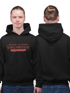 Health And Fitness printed black hoodies for winter casual wear specially for Men