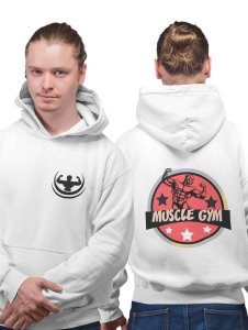 Muscle Gym  printed artswear white hoodies for winter casual wear specially for Men