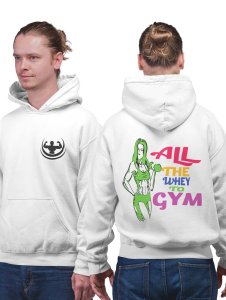 All The Way To Gym printed artswear white hoodies for winter casual wear specially for Men