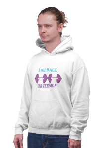 I Am Back (White and Violet)printed artswear white hoodies for winter casual wear specially for Men