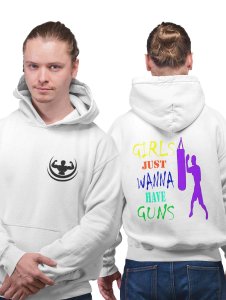 Girls Just text printed artswear white hoodies for winter casual wear specially for Men