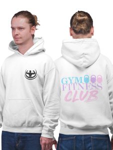 Gym, fitness, club (White, Violet, Pink) printed artswear white hoodies for winter casual wear specially for Men
