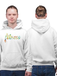 Colourful Fitness written text printed artswear white hoodies for winter casual wear specially for Men