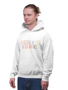 Beast Mode printed activewear white hoodies for winter casual wear specially for Men