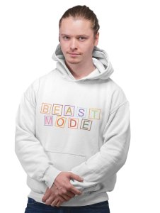 Beast Mode printed activewear white hoodies for winter casual wear specially for Men