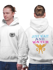Just Wait and Watch printed artswear white hoodies for winter casual wear specially for Men