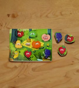 Fruits based wooden multicolour puzzle game/ riddle game set specially made for kids