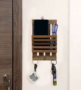 Wooden small barriars keystand/ multiple key holder for home and office walls (4 Hooks)