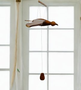Wooden glossy hanging sparrow chime for home and balcony decor