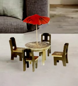Wooden tiny playing and decorative small chairs and tables toy game set for childrens