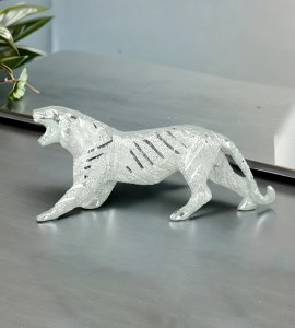 Brass metal alloy silver tiger figurine showpiece/ statue for home decor