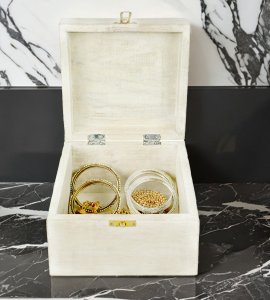 Wooden white decorative handcrafted jewellery box/ royal storage box/ trinklet keeper specially for women (Set of 3)