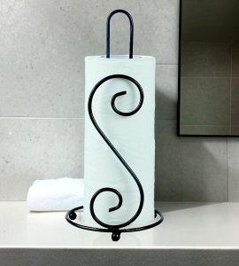 Metal glossy big single S shaped napkin holder /napkin cubby for dining table and kitchen (black)