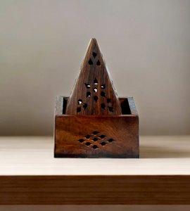 Wooden triangular peak cap shaped moti dhup stand / Agarbatti stand / agarbatti holder for home and mandir