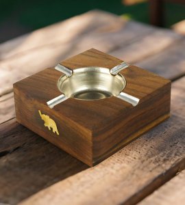 Wooden multipurpose square shaped Ashtray for cigerrates' ashes for home and office
