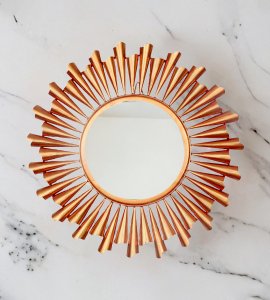 Cone designed sun burst mirror / sheeshah /pyramid surrounded mirror for home decor (pink old)