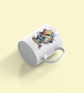 Blue skull - animation themed printed ceramic white coffee and tea mugs/ cups for animation lovers