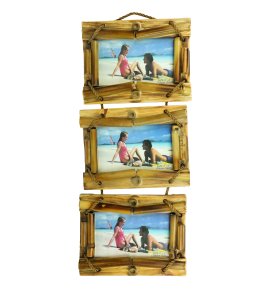 Wooden simple rectangular shaped hanging chained photoframes for home walls