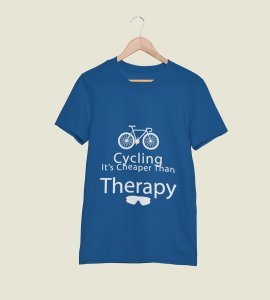 Cycling its cheaper than therapy Illustration art - Printed Tees for men - designed for fun and creative atmosphere around you - youth oriented design