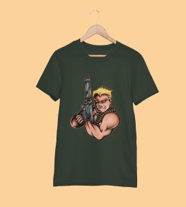 Gun man Illustration art -round crew neck cotton tshirts for men