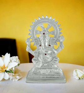 Sterling silver handmade lord Ganesha murti/ statue for home and puja ghar