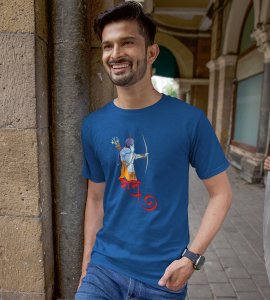 Lord Ram animated printed unisex adults round neck cotton half-sleeve blue tshirt specially for Navratri festival/ Durga puja