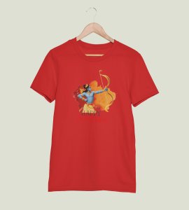 Happy Dussehra (colour spreads) printed unisex adults round neck cotton half-sleeve red tshirt specially for Navratri festival/ Durga puja
