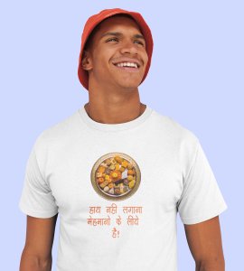 Haat nahi lagaga text printed diwali themed unisex round neck blended white t-shirt specially for diwali festival