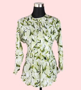 Fresh in Green: Women's Light Green Top with Lovely Floral Print