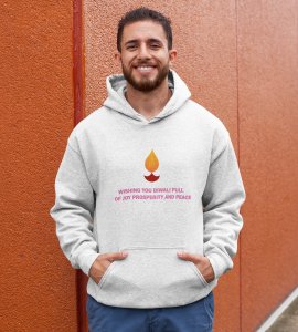 Wishing you printed diwali themed White Hoodie specially for diwali festival