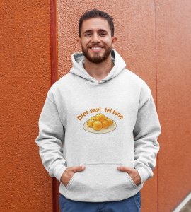 Diet gayi tel lene printed diwali themed White Hoodie specially for diwali festival