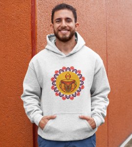 Rangoli mandala art (diya) printed diwali themed White Hoodie specially for diwali festival