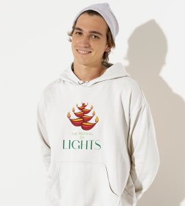 Diyas opposite wise framed printed diwali themed White Hoodie specially for diwali festival