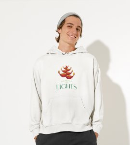 Diyas opposite wise framed printed diwali themed White Hoodie specially for diwali festival