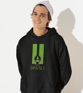 Go green diwali printed diwali themed black Hoodie specially for diwali festival