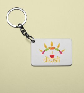 I Love Diwali Keychain - Embrace the Festival of Lights(Pack Of 2)