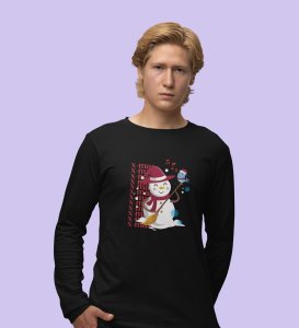 Snowman Sings: Beautifully CraftedFull Sleeve T-shirt Black Perfect Gift For Secret Santa
