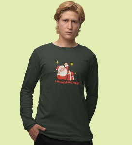 Vacational Santa: Humorously DesignedFull Sleeve T-shirt Green Best Gift For Secret Santa