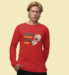 Baby Tears Over Santa: Red Elegantly designedFull Sleeve T-shirt, Best Gift For Boys Girls