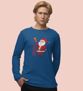 Funniest Santa : Funniest DesignerFull Sleeve T-shirt Blue Perfect Gift For Kids